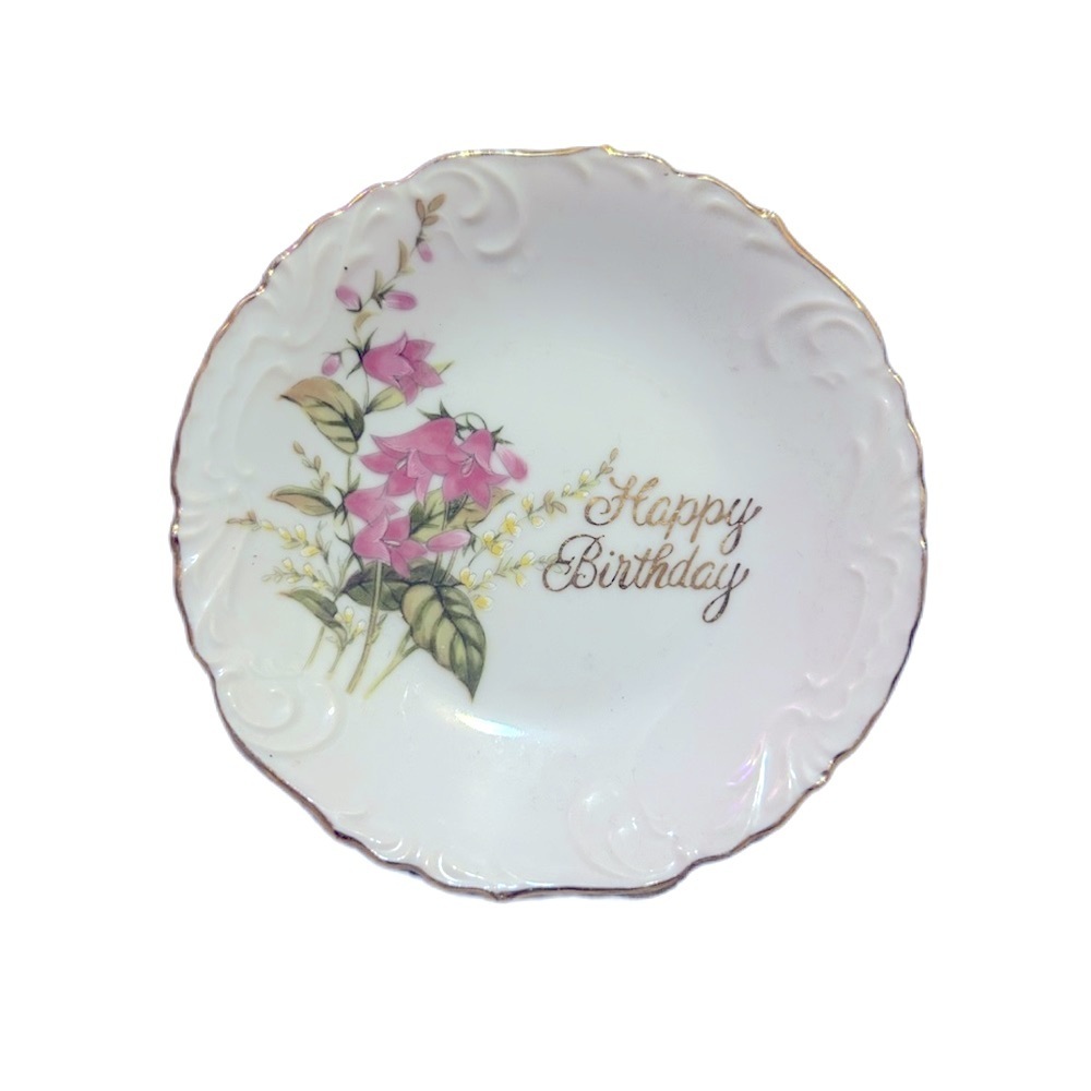 🩵3/$18🩵 Special Vintage Floral Happy Birthday small Decorative Plate from Japan